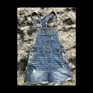 No Boundaries Denim‎ Shortalls – Cute Distressed Shorts -  Juniors Size M (7-9)